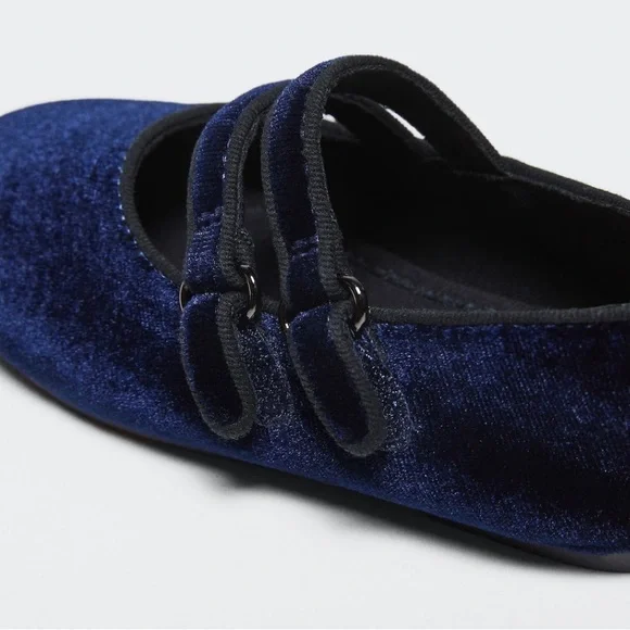 NWT Mango Velcro Fastening Velvet Ballerina Flats - Picture 3 of 8